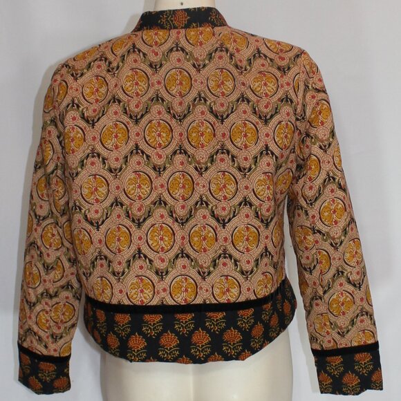 ASOS  bomber floral quilted jacket boho black trim  cotton  lined  size 8 - Picture 3 of 7